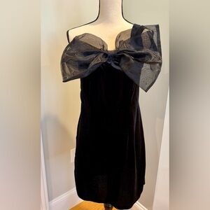 Elegant Black Dress with Sheer Bow